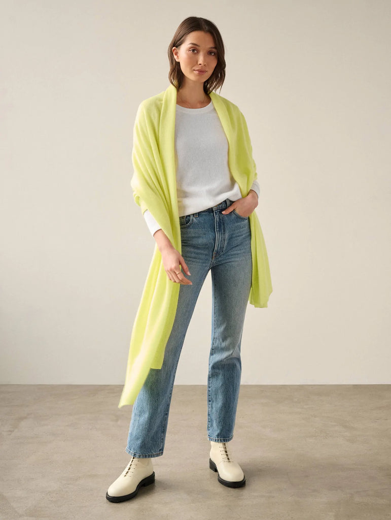 billie boutique white and warren cashmere travel wrap neon citrus