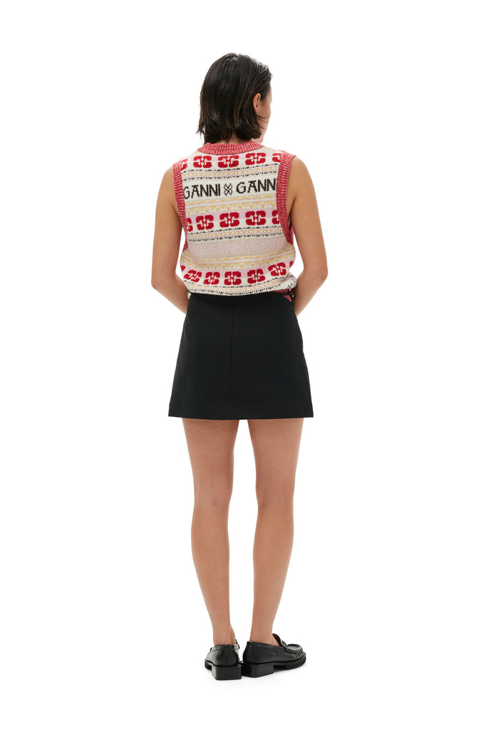 Billie Boutique Ganni - Cotton Suiting Mini Skirt black