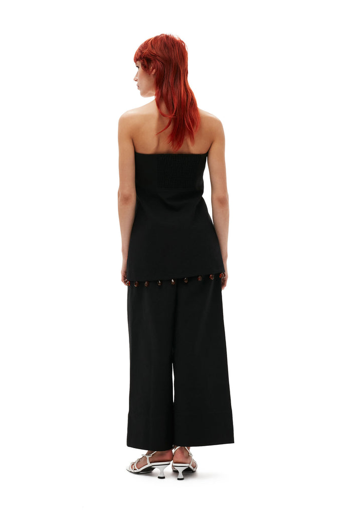 Billie Boutique Ganni - Cotton Suiting Cropped Wide Pants black