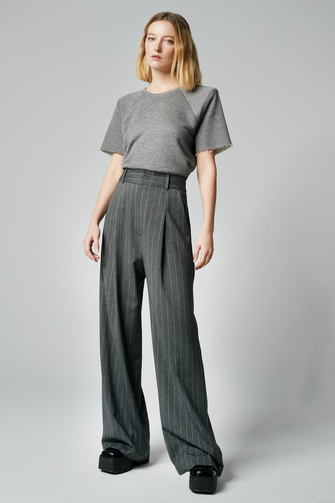 Billie Boutique Pleated Pant Grey pinstripe