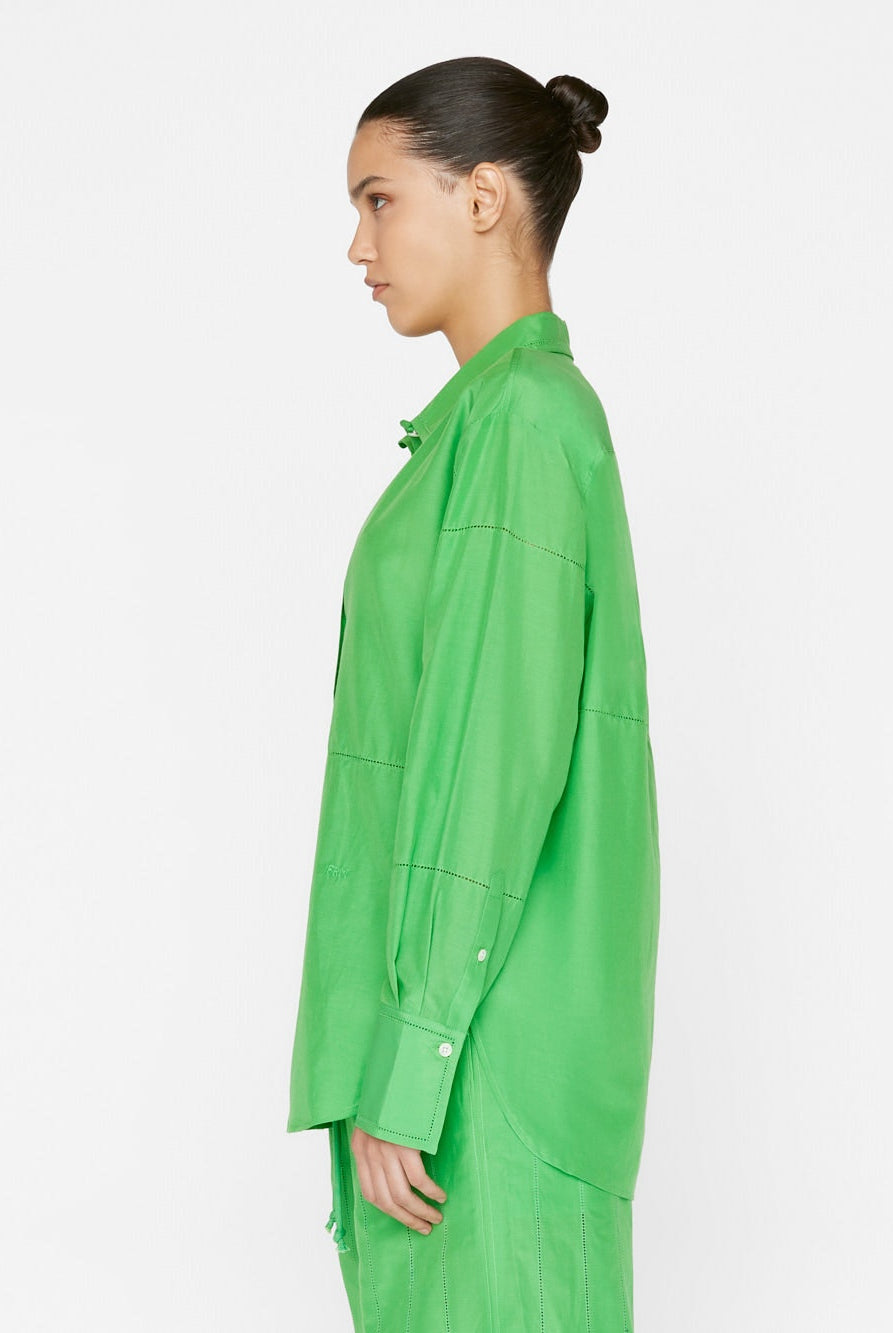 Billie Boutique Frame - The Oversized Linear Lace Shirt bright peridot