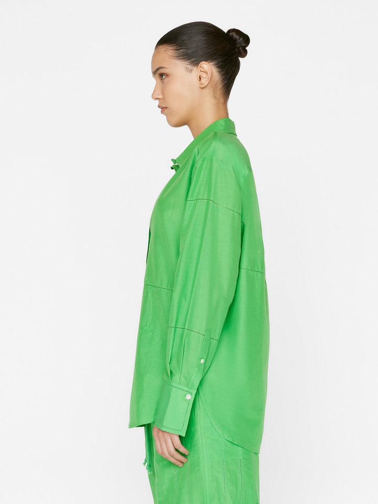 Billie Boutique Frame - The Oversized Linear Lace Shirt bright peridot