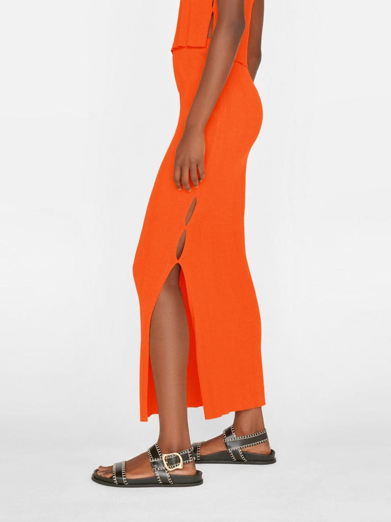 Billie Boutique Frame - Mixed Rib Cutout Skirt Bright Tangerine