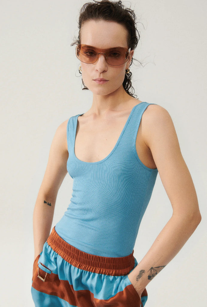 Bille Boutique - Silk Laundry - Ribbed Tank Lake