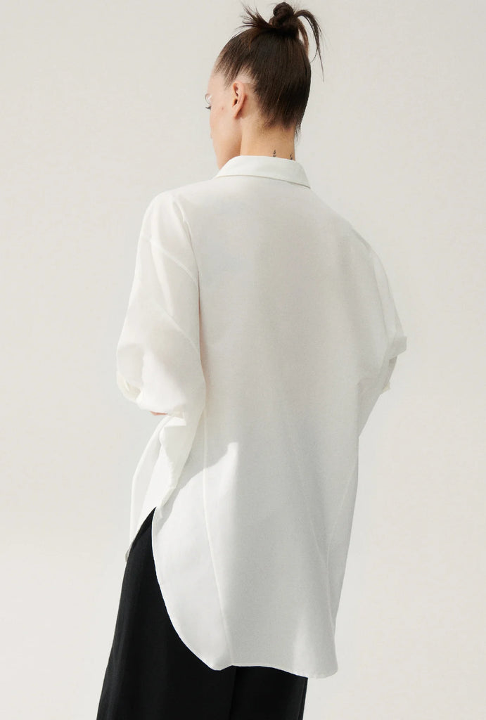 Billie Boutique Silk Laundry - Cotton Silk Round Shirt White