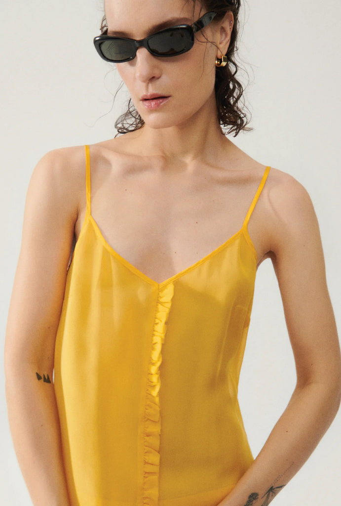 Billie Boutique Silk Laundry - Chiffon Toni Ruffle Dress Goldfinch