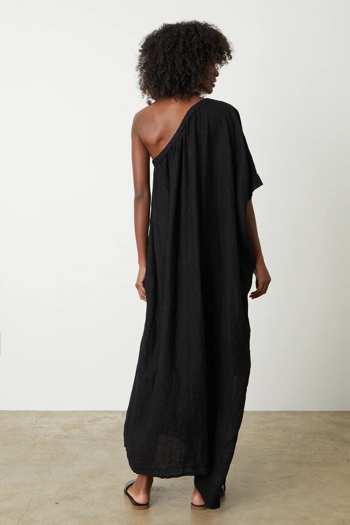 Billie Boutique Velvet - Woven Linen One Shoulder Dress black