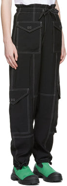 Ganni - Bille Boutique Light Slub High Waist Pocket Pants BLACK