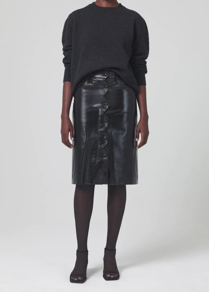 billie boutique citizens of humanity scallop patent leather skirt black