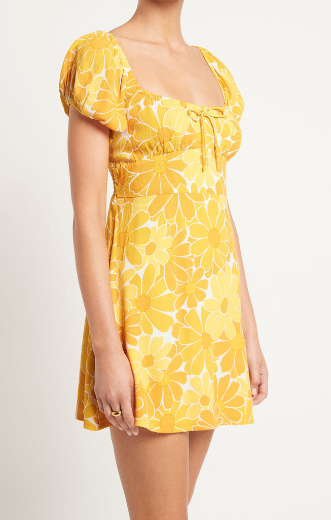 billie boutique faithfull the brand lovita mini dress canaria floral marigold