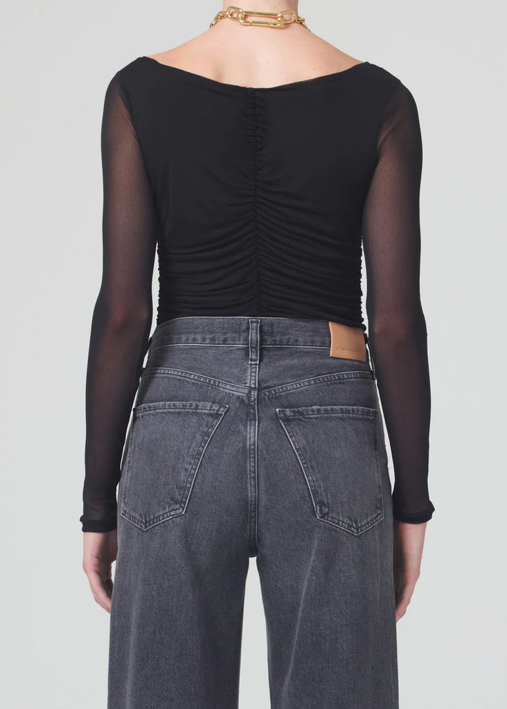 billie boutique citizens of humanity penelope shirred mesh bodysuit black