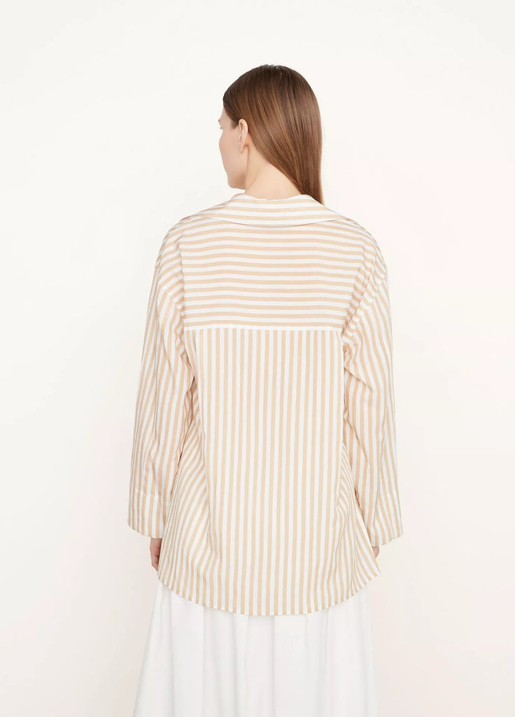 Billie Boutique Vince - Coast Stripe Shaped Collar Pull Over Amber Waves/ Optic White