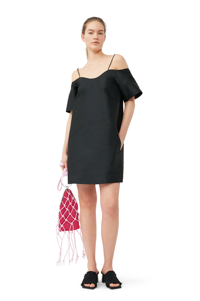 Billie Boutique - Ganni Beaded Taffeta Mini Dress Black