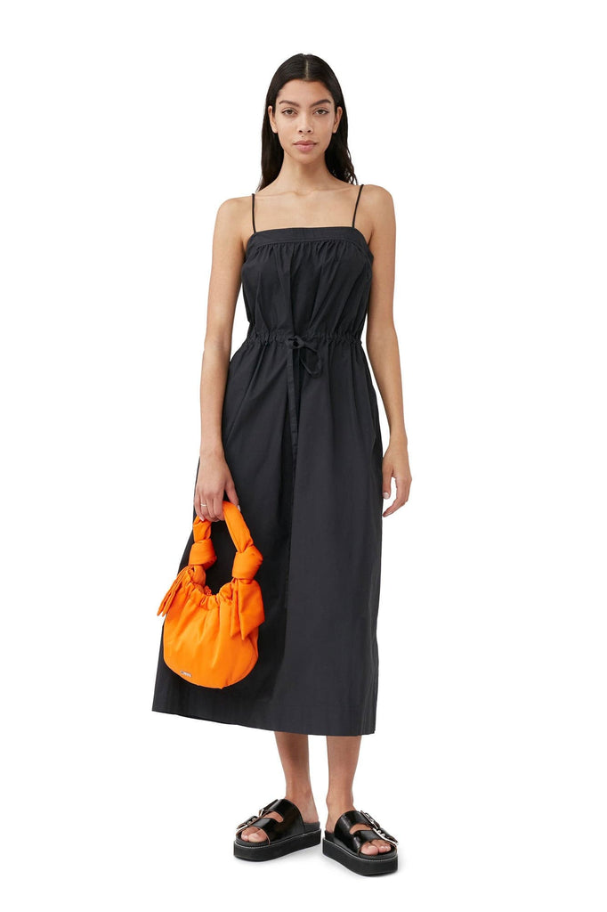 Bille Boutique - Ganni - Cotton Poplin Maxi Strap Dress BLACK