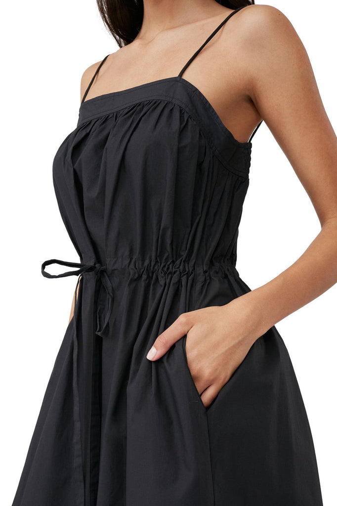 Bille Boutique - Ganni - Cotton Poplin Maxi Strap Dress BLACK