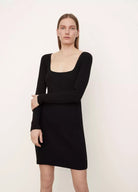 billie boutique vince long sleeve square neck mini dress black