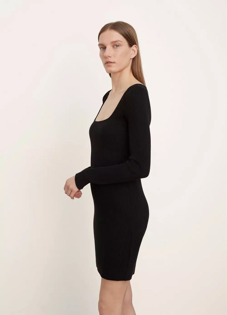 billie boutique vince long sleeve square neck mini dress black