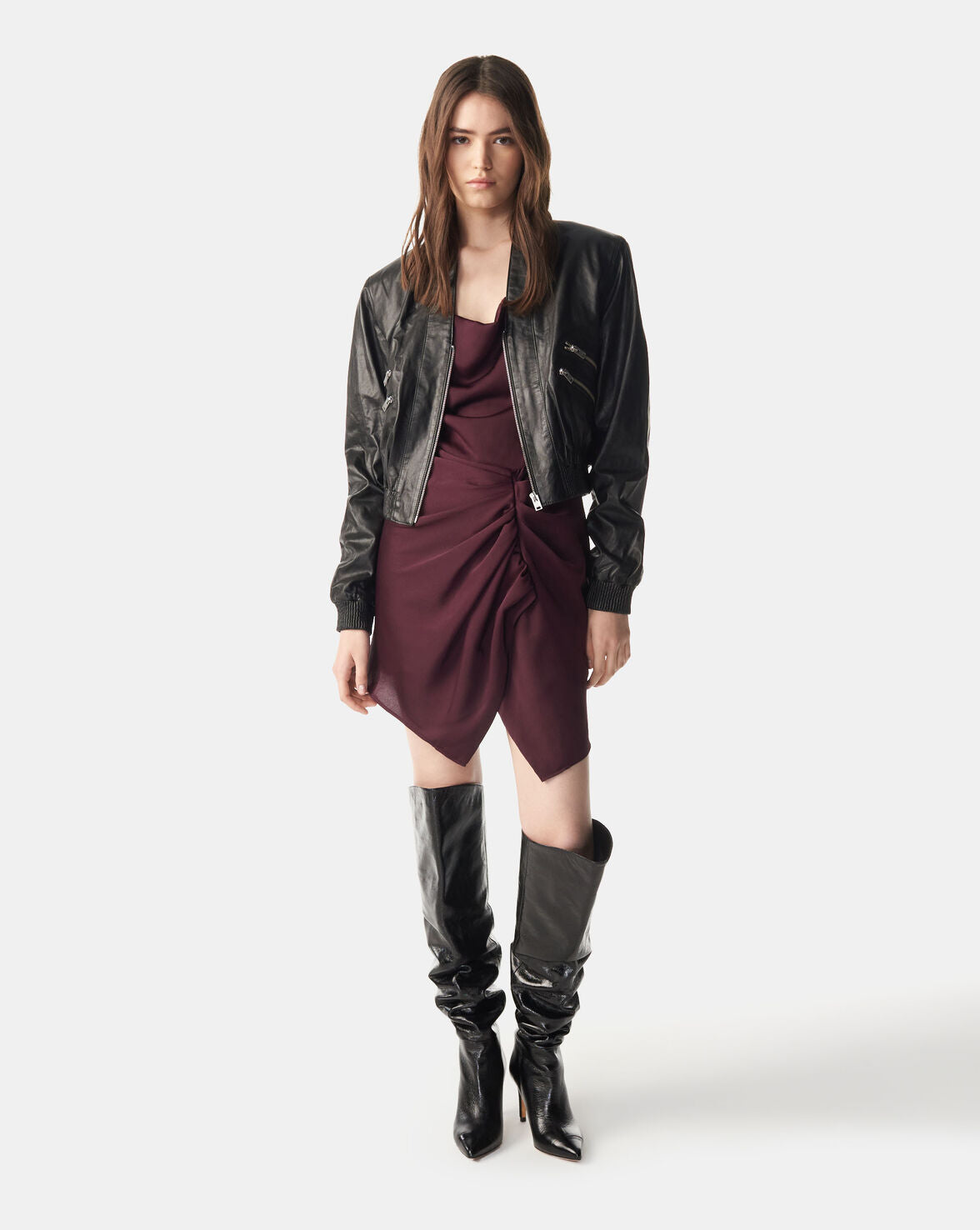 billie boutique iro paris lipa dress burgundy