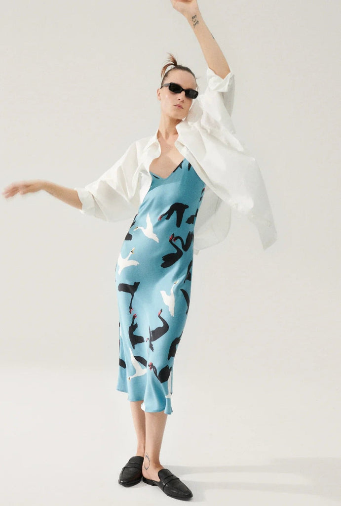 Billie Boutique Silk Laundry - 90S Slip Dress Swans