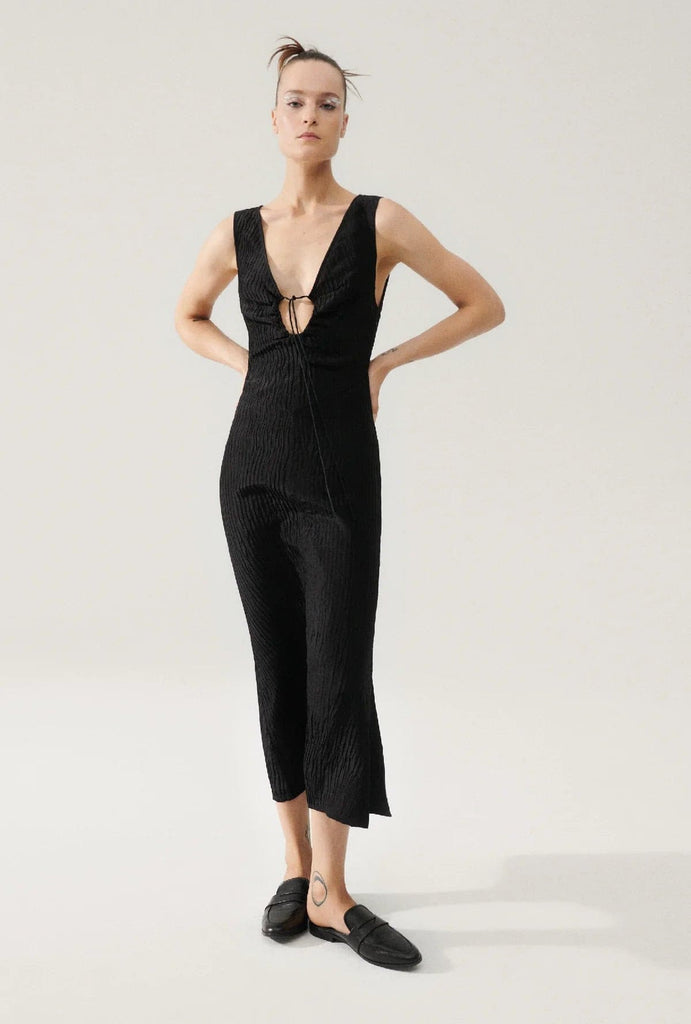 Billie Boutique Silk Laundry - Crinkle Peek-A-Boo Dress Black