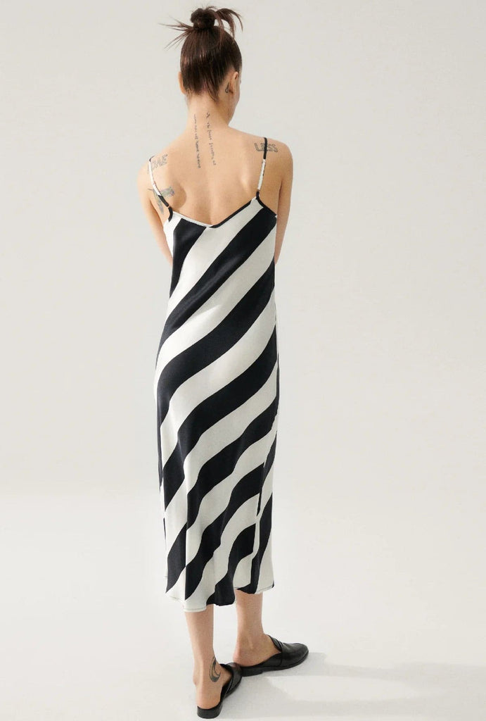 Billie Boutique Silk Laundry - 90S Slip Dress Black Dress Puffin Stripe