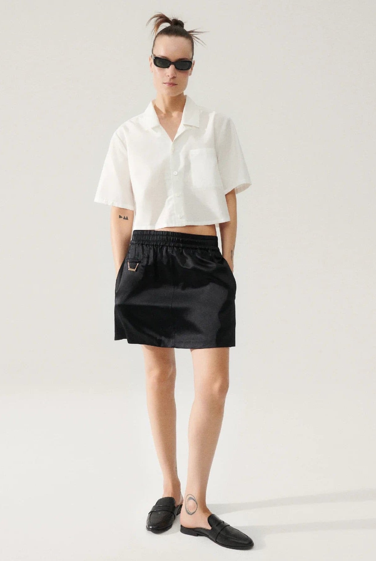 Billie Boutique Silk Laundry - Heavy A-Line Mini Skirt Black