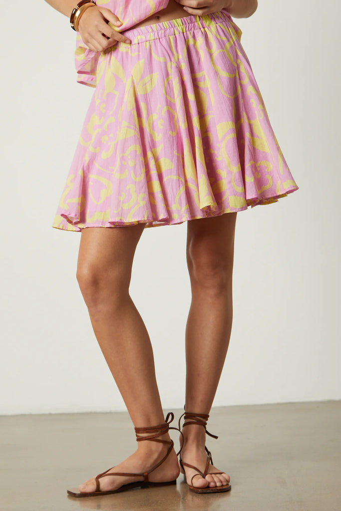 velvet printed cotton voile skirt pink