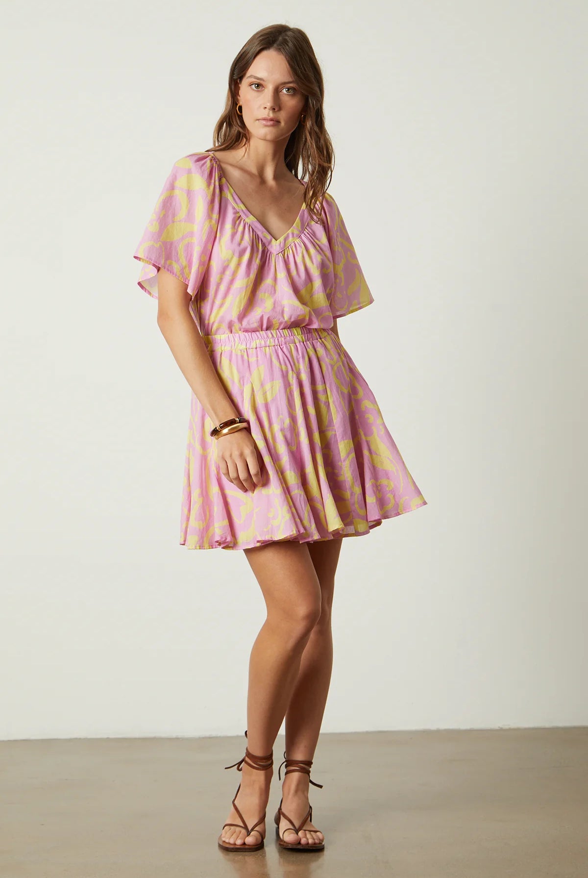velvet printed cotton voile skirt pink