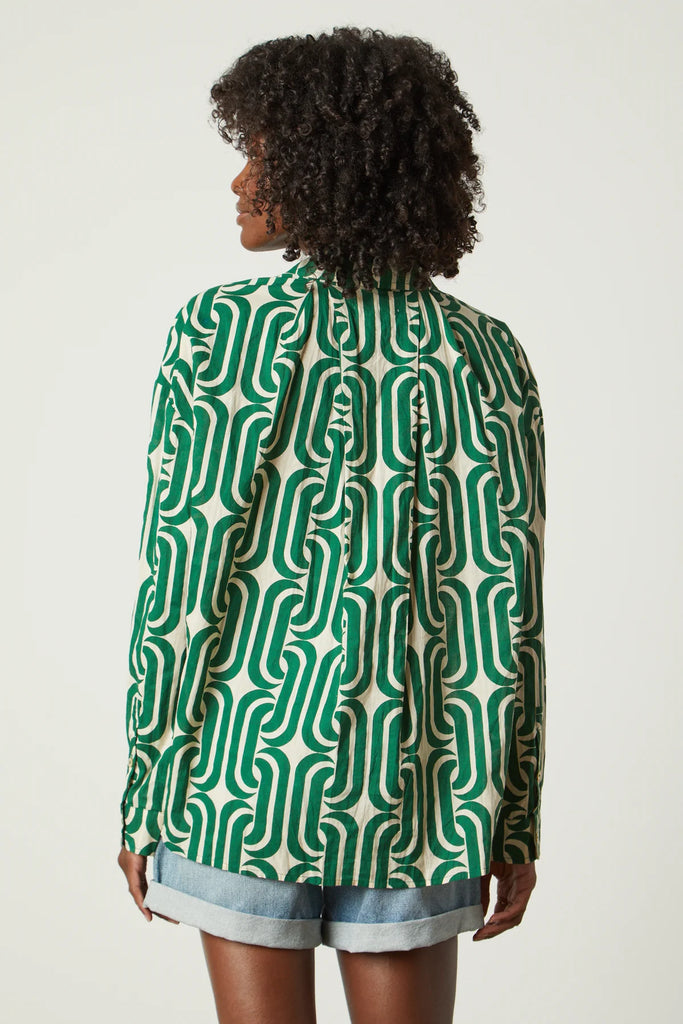 velvet printed cotton cambric green